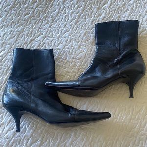 Anne Klein Chocolate Brown Leather Booties